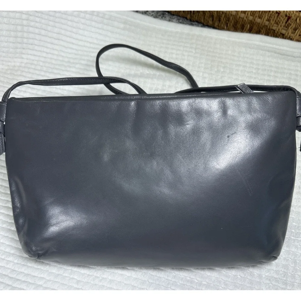 Vintage‎ Anne Klein for Calderon Gray Genuine Leather Purse Clutch Crossbody